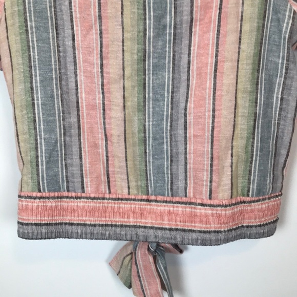 Anthropologie DREW Rainbow Linen Tie Front Blouse Size S NWT - Picture 6 of 7